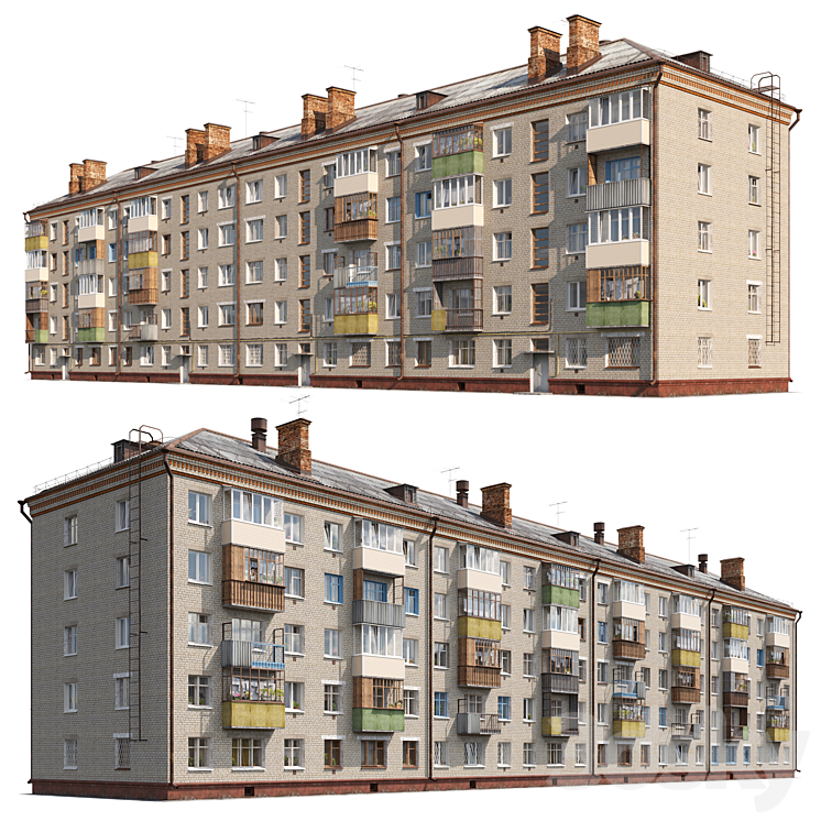 “Residential house. Series 1-447 “”Khrushchev””” 3D Model