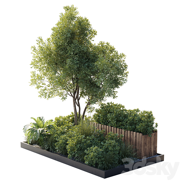 Garden plants set in a box – outdoor set 150 3D Model
