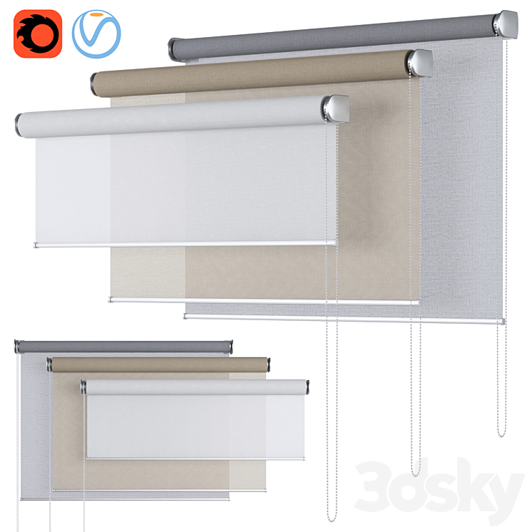 Roller Blind 109 | Sheer Fabric 3D Model
