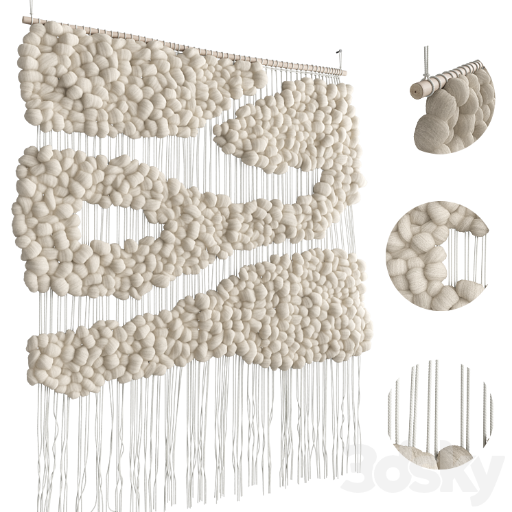 Tapestry white by Helen Loom 3D Model Free