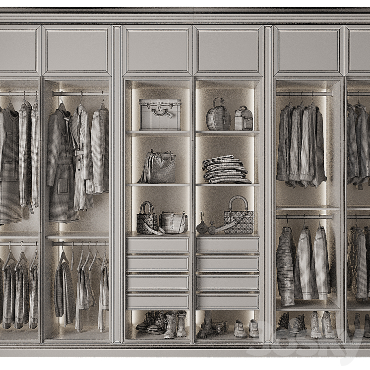 Wardrobe with glass doors_4 3DS Max Model - thumbnail 2