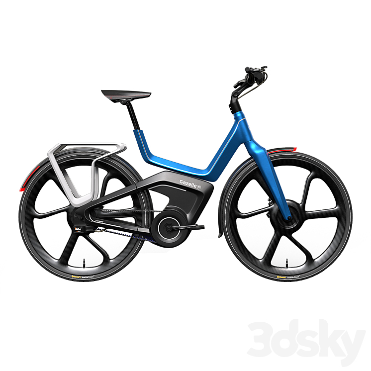 E-Bike Gazelle Blue 3DS Max Model - thumbnail 2