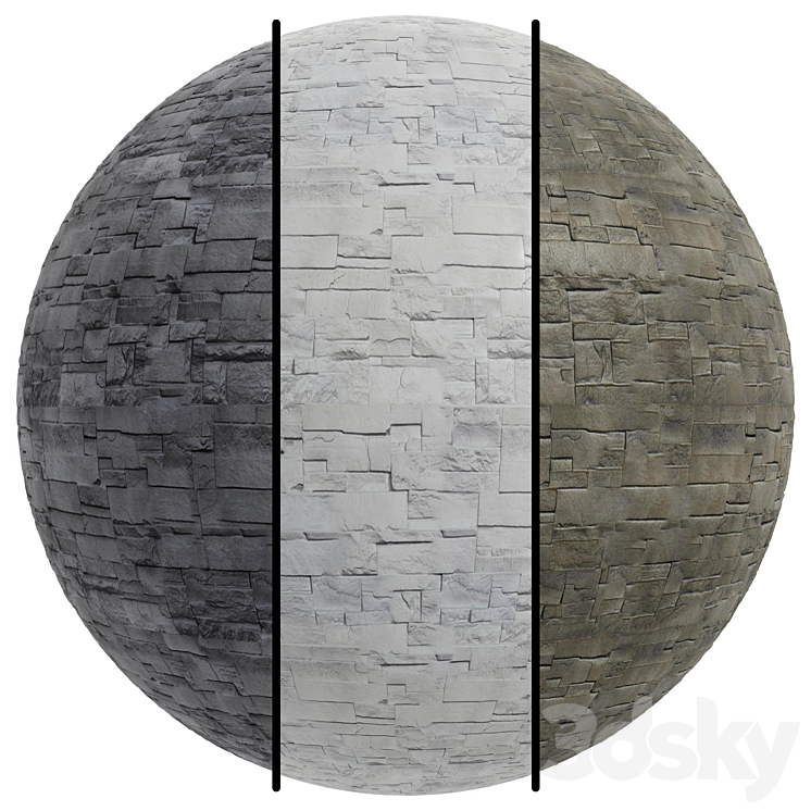 FB618 Dry Stack Faux Stone Siding covering | 3MAT | 4k | seamless | PBR 3DS Max Model - thumbnail 1