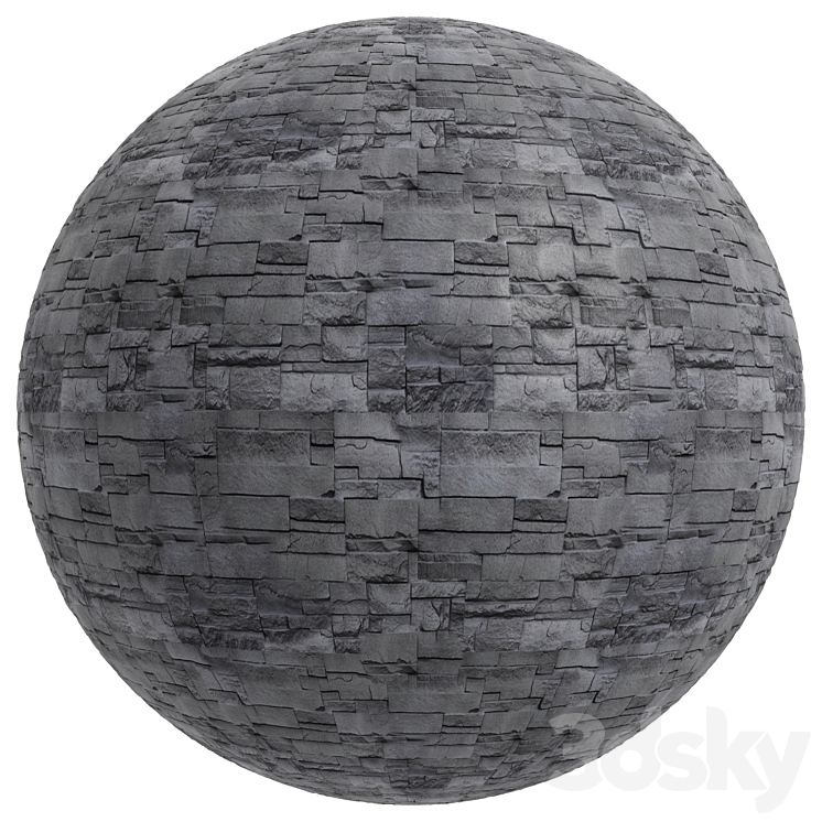 FB618 Dry Stack Faux Stone Siding covering | 3MAT | 4k | seamless | PBR 3DS Max Model - thumbnail 2