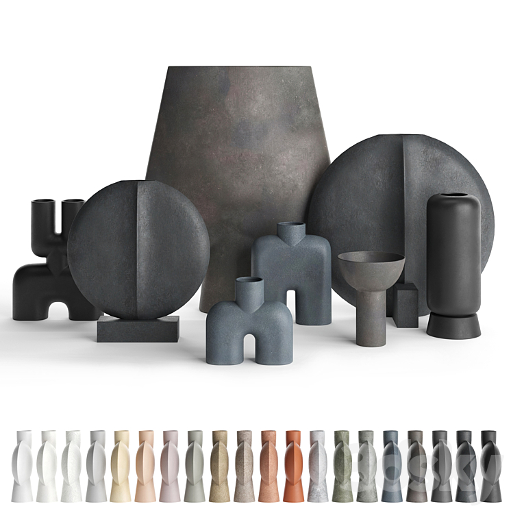 Vases 101 Copenhagen set 02 3D Model