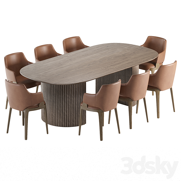 Parc Oval Dining Table and Velis Chair 3DS Max Model - thumbnail 2