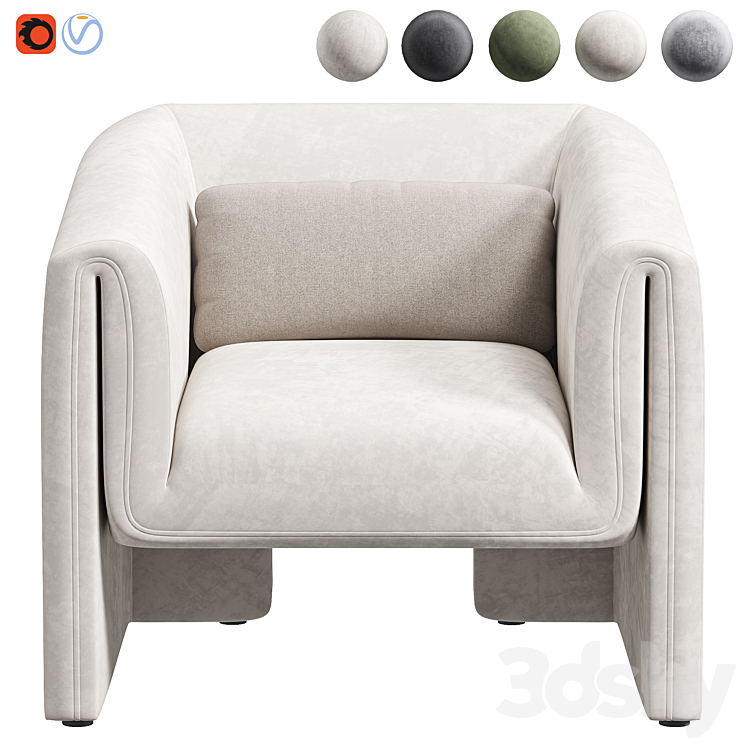 Norwood Upholstered Armchair by wayfair 3DS Max - thumbnail 2