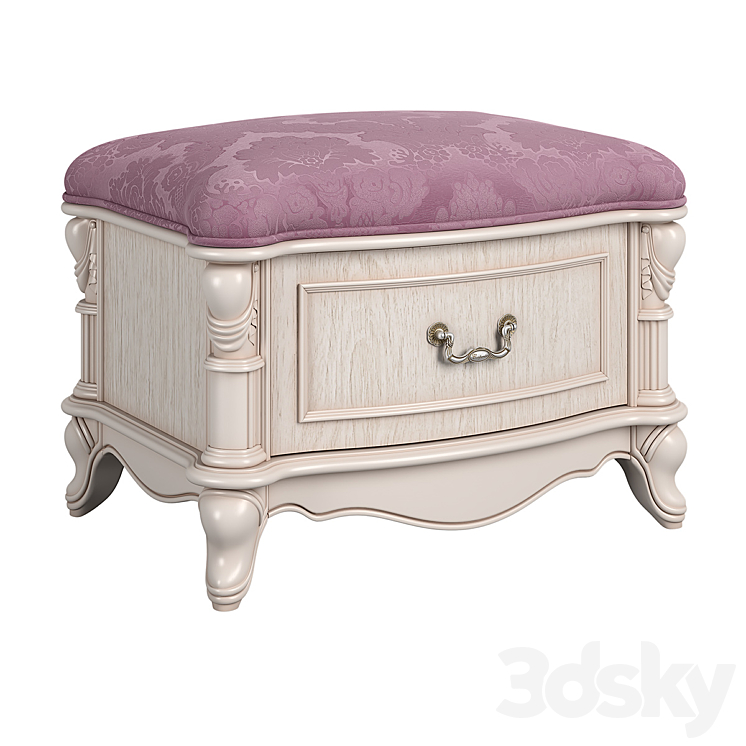 230 Carpenter Casual chair foot stool with one drawer 680x480x469 3DS Max Model - thumbnail 2