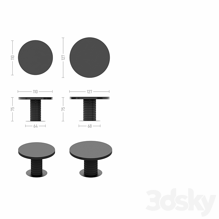 “(OM) Series of Tables “”Clinker F P25″” Fixed Tok Furniture” 3DS Max - thumbnail 2