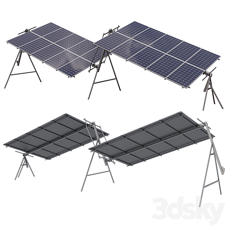 Rotary Solar Panel Power Plant 3D Model