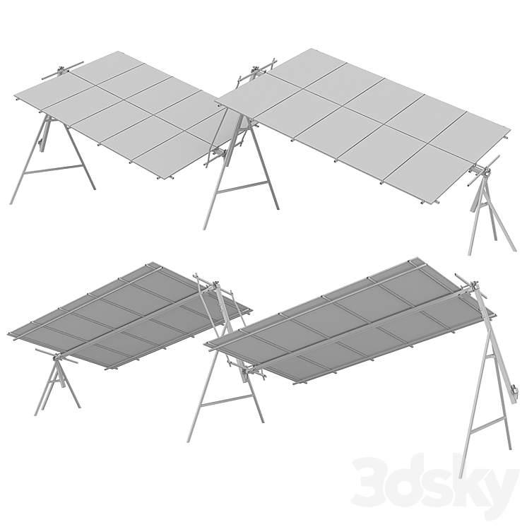 Rotary Solar Panel Power Plant 3D Model