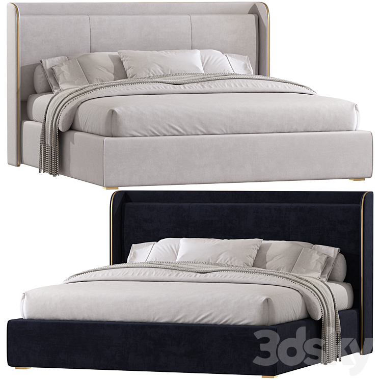 Double bed 146 3DS Max Model - thumbnail 1
