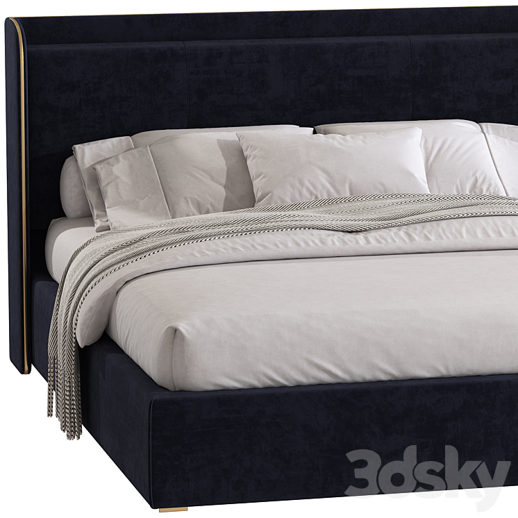 Double bed 146 3DS Max Model - thumbnail 2