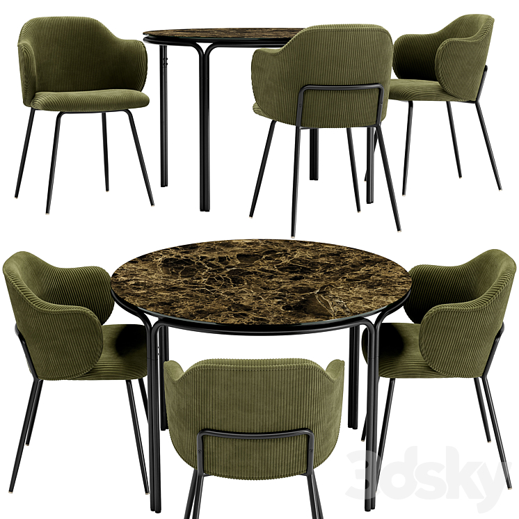 Suanna Dining Chair and Chici Table 3D Model