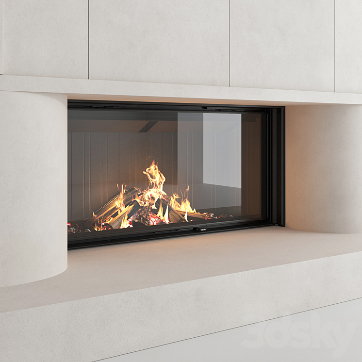 Decorative wall with fireplace set 47 3DS Max Model - thumbnail 2