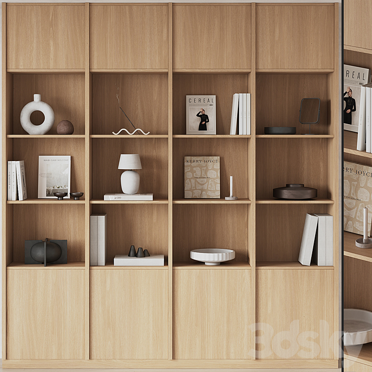 Big Bookcase with Modern Decor 3DS Max - thumbnail 2