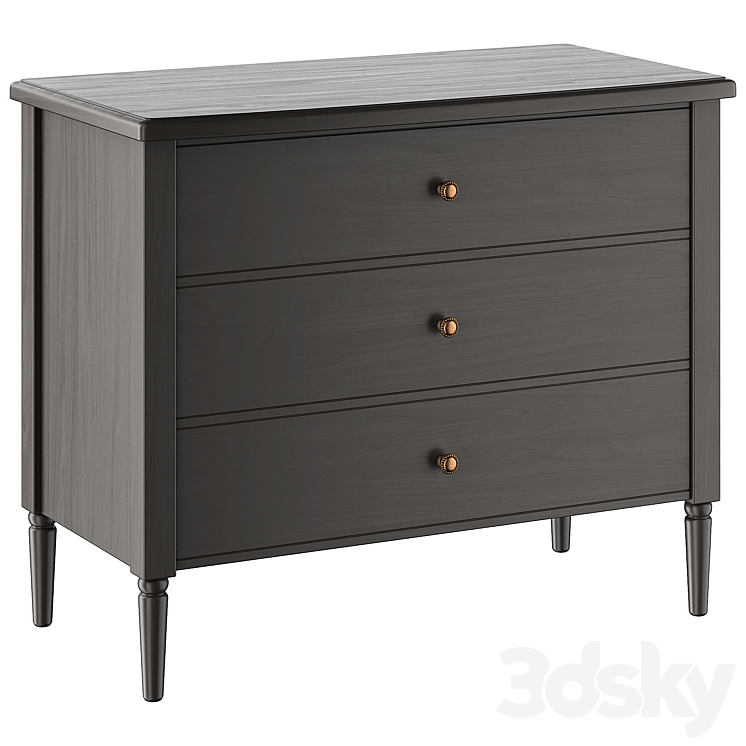 Chest of 3 drawers BLUES 3DS Max Model - thumbnail 1