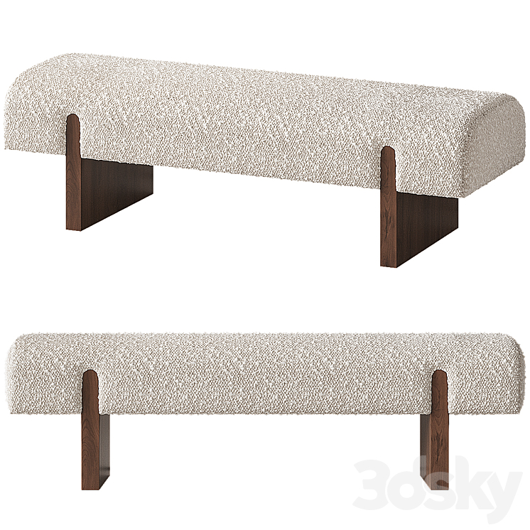 CB2 Socca Upholstered bench 3DS Max Model - thumbnail 1