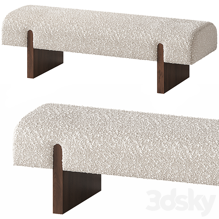 CB2 Socca Upholstered bench 3DS Max Model - thumbnail 2
