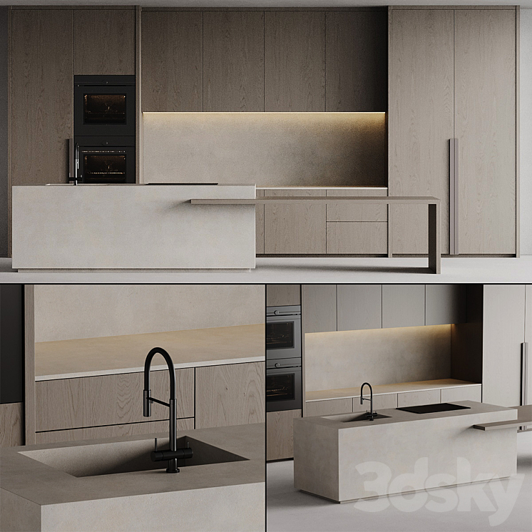 Kitchen with island 006 3D Model