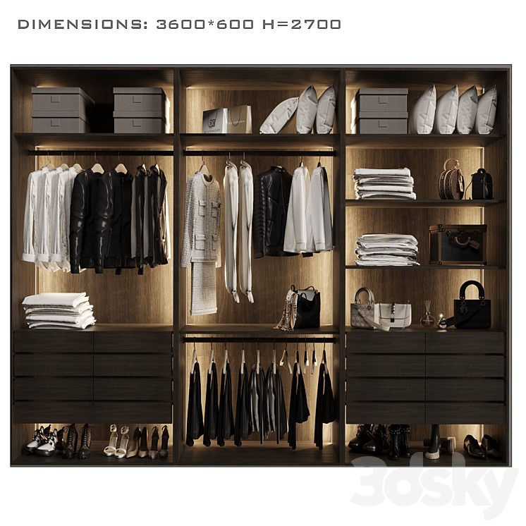 Wardrobe with glass doors 5 3DS Max Model - thumbnail 2