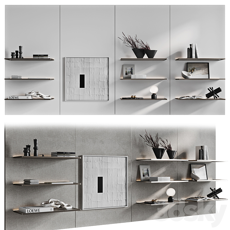 Bookcase Shelf Modern 3D Model