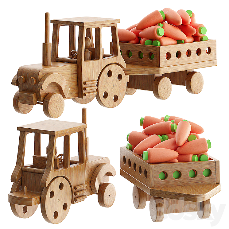 Tractor with Trailer 3D Model