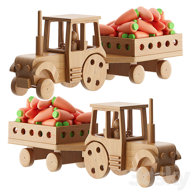 Tractor with Trailer 3D Model