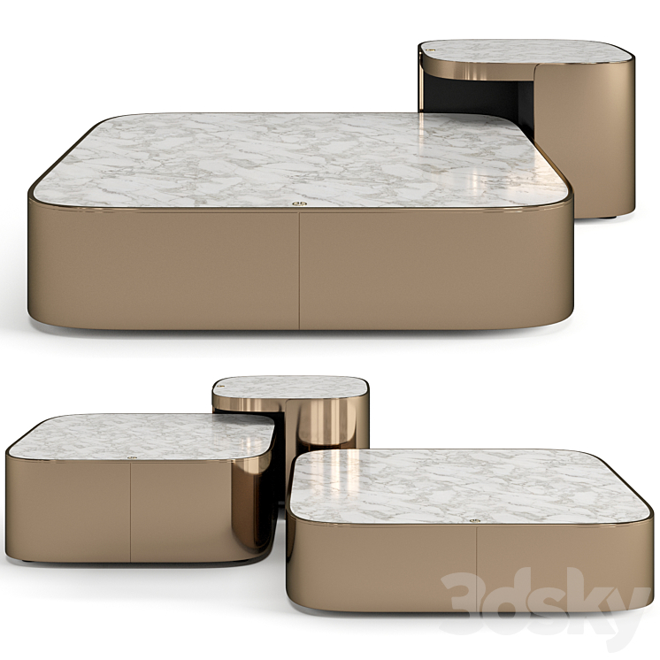 Luxence Luxury Living Parsons coffee tables set 3DS Max Model - thumbnail 1