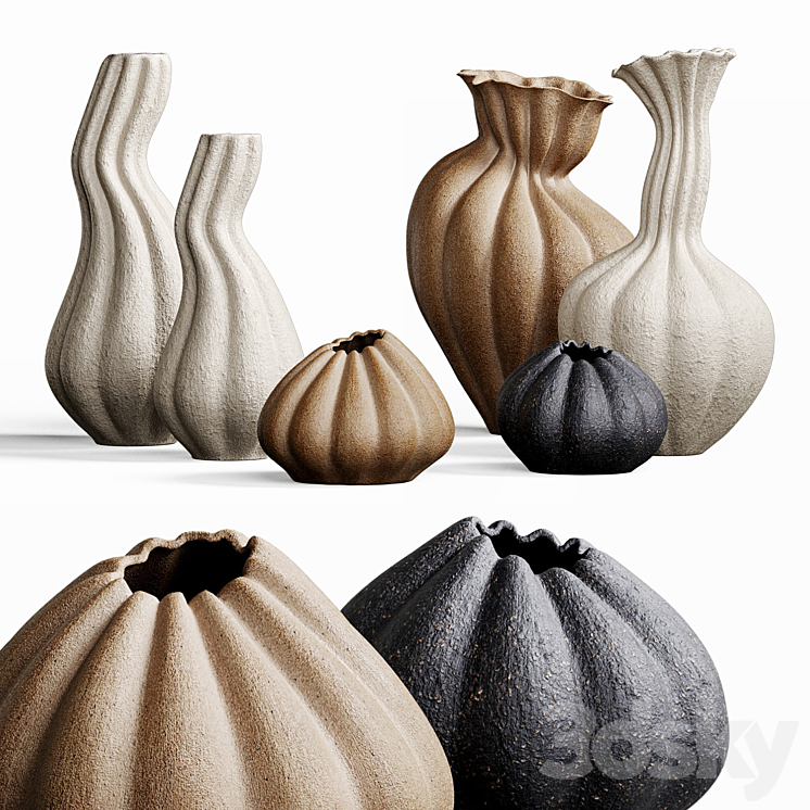 Set of decorative vases MALENE KNUDSEN 3D Model