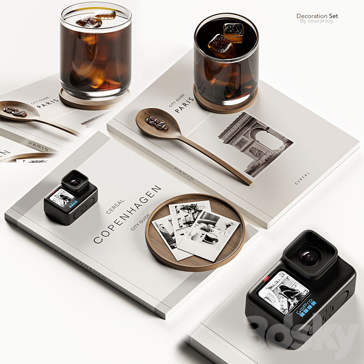 Decoration set with Books and Coffee 3DS Max Model - thumbnail 1