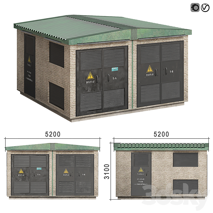 Transformer substation 3D Model