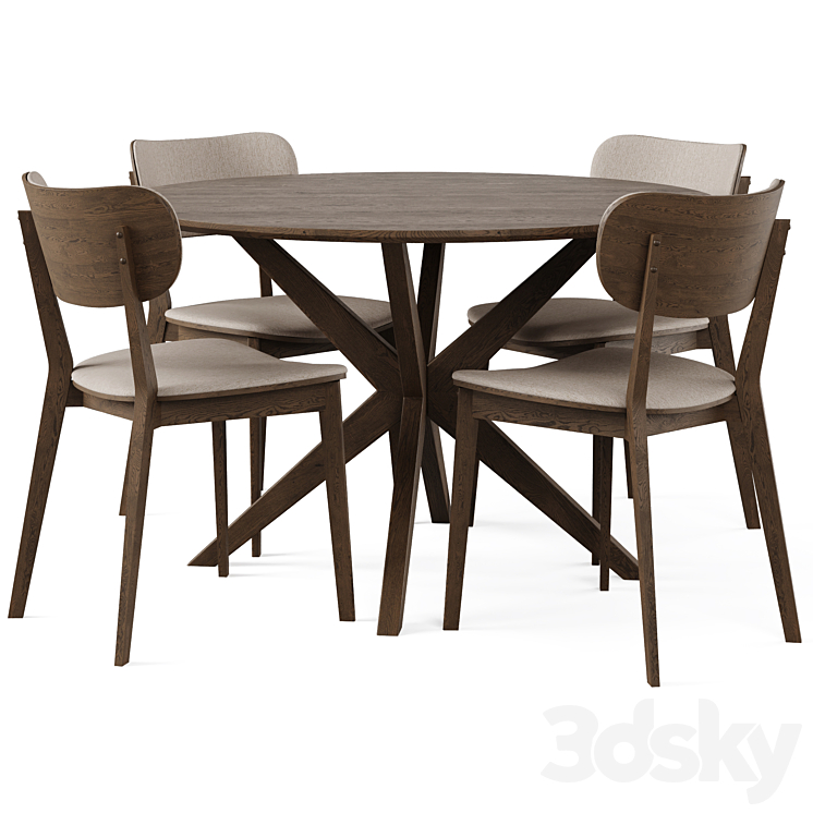 Dining Set 5 by Rowico Home 3D Model