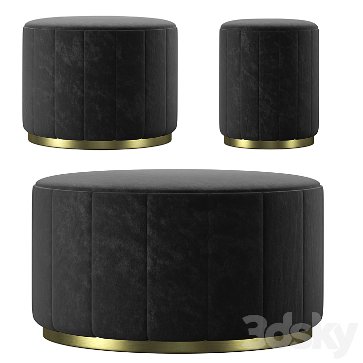 REX CHANNEL-TUFTED ROUND OTTOMAN (RH) - Other soft seating - 3D model