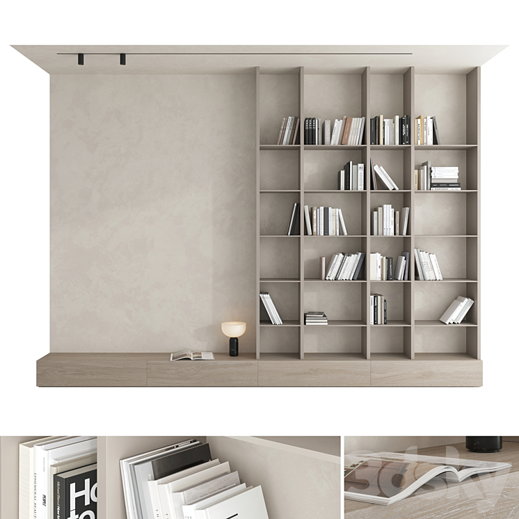 Bookcase set 01 3D Model