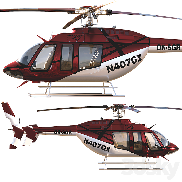 Bell407 3DS Max Model - thumbnail 2