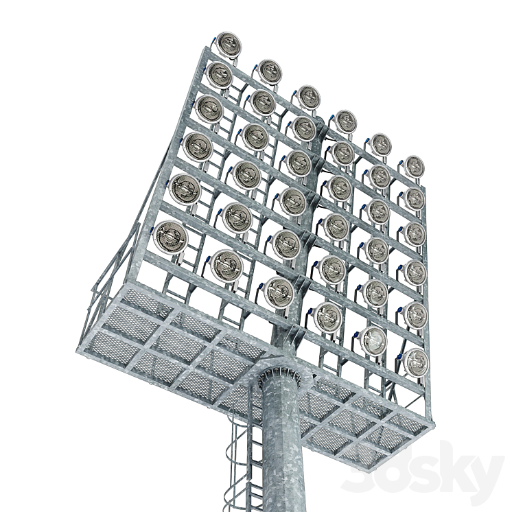 Lighting mast with stationary crown MGF-40-SR 3DS Max Model - thumbnail 2