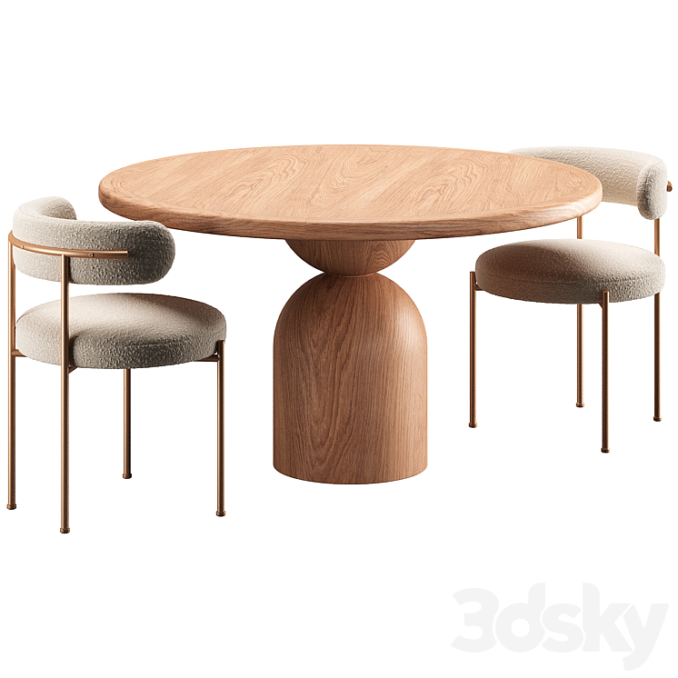 BELL TABLE and CB2 CHAIR 3DS Max Model - thumbnail 2