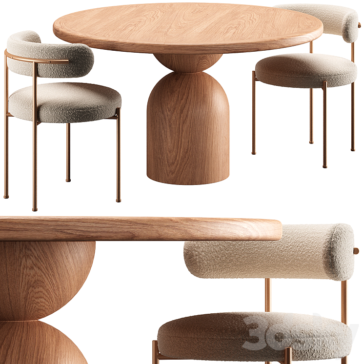 BELL TABLE and CB2 CHAIR 3D Model