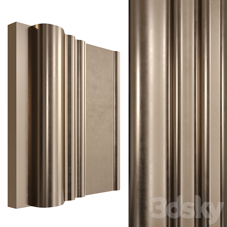 WALL PANEL 01 – GOLD WAVES 3D Model