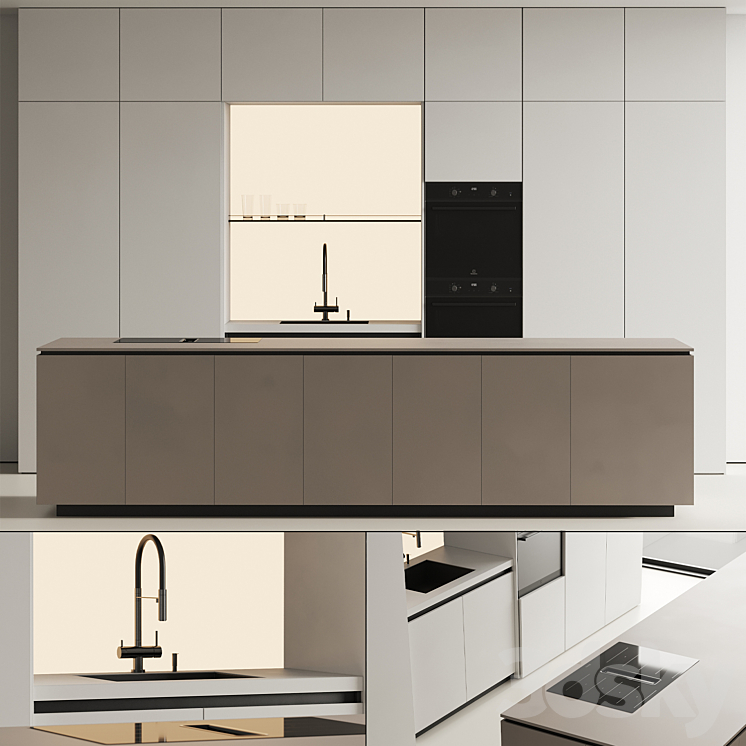 Modern kitchen with island 15 3D Model