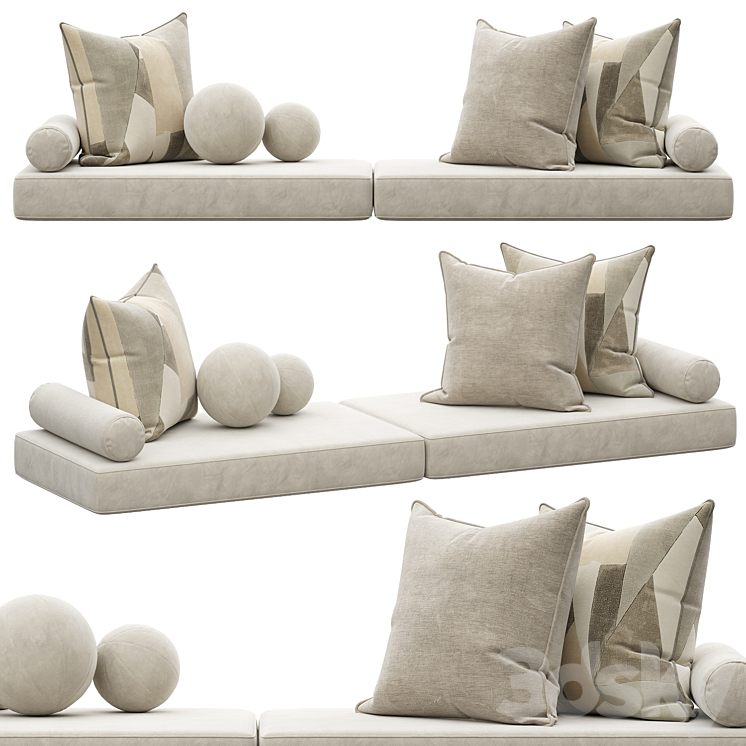 Set of decorative pillows 005 3D Model