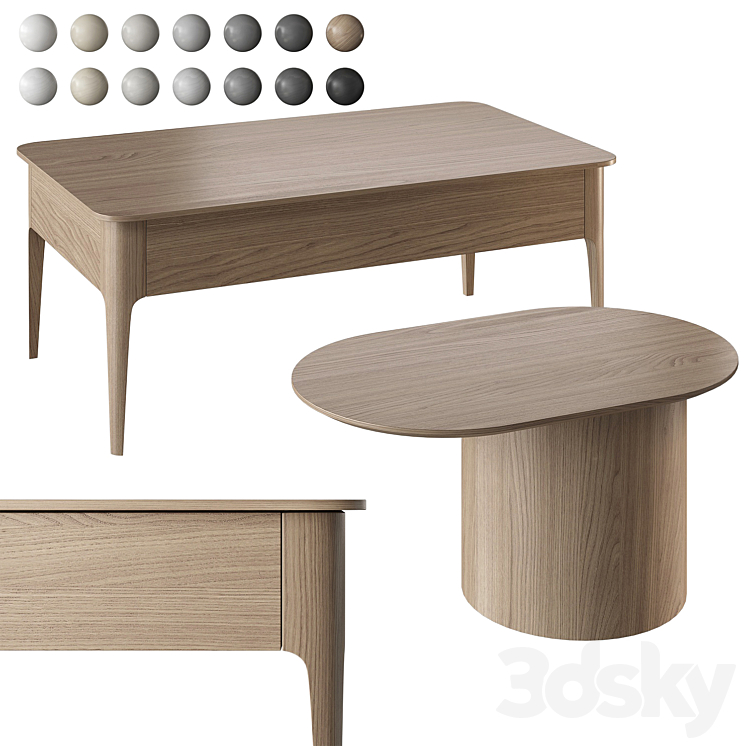 Coffee table Ellipse Type 14 colors 3D Model