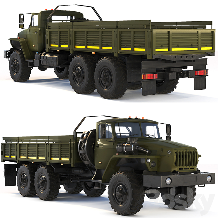 Ural 4320-0911 flatbed body 2015 3DS Max Model - thumbnail 2