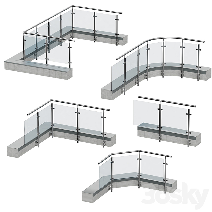 Railings for balconies terraces. 5 models 3D Model