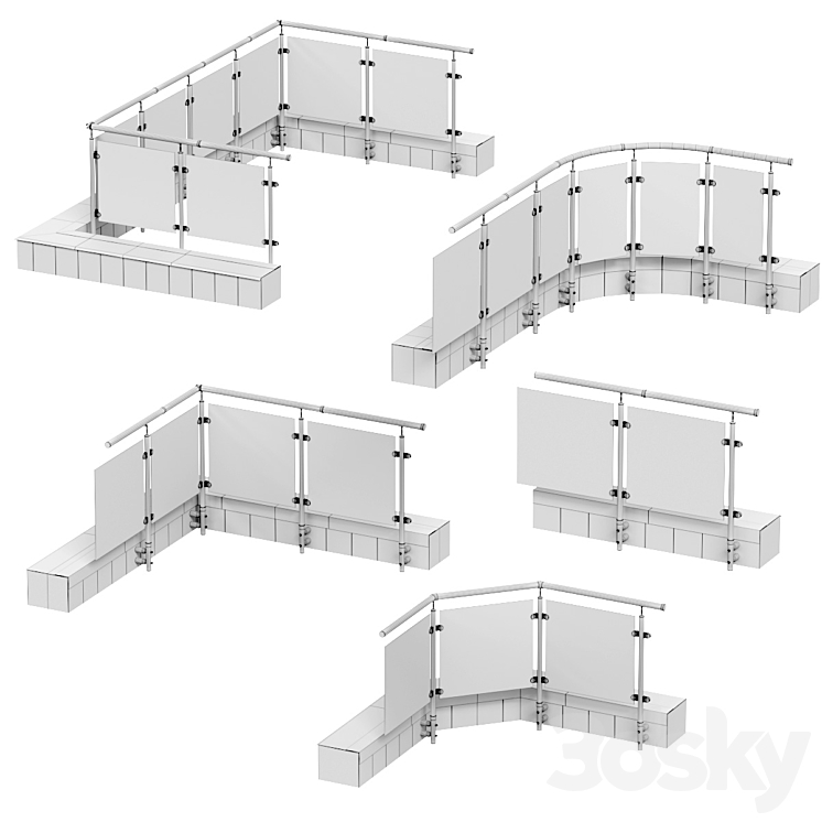 Railings for balconies terraces. 5 models 3DS Max - thumbnail 2