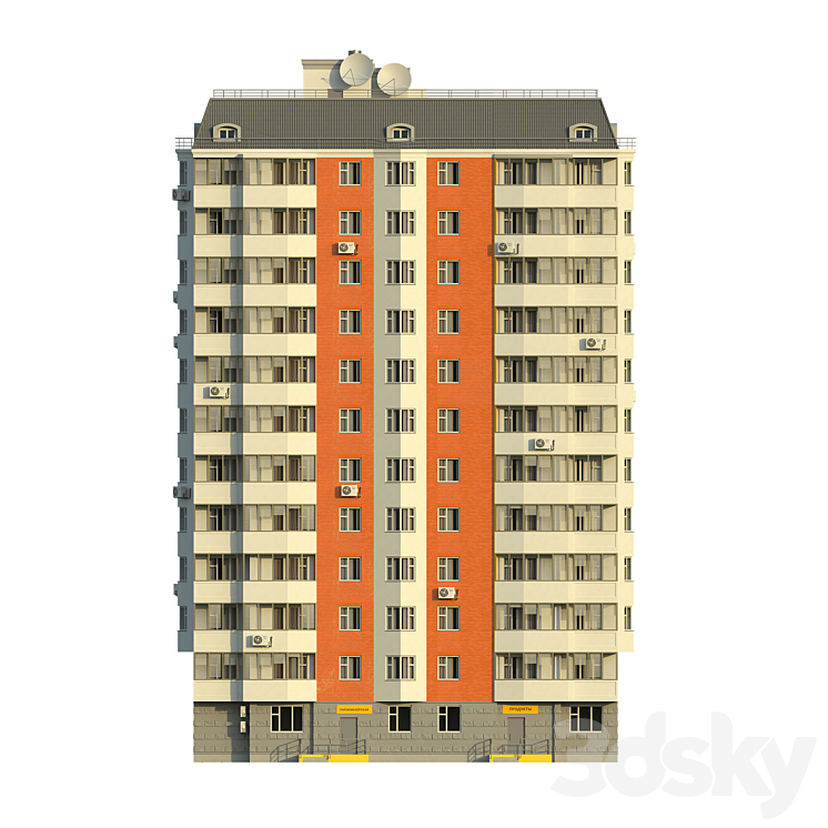 P44T 1 section 12 floors 3D Model