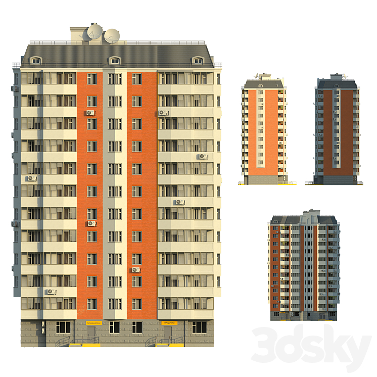 P44T 1 section 12 floors 3DS Max - thumbnail 2