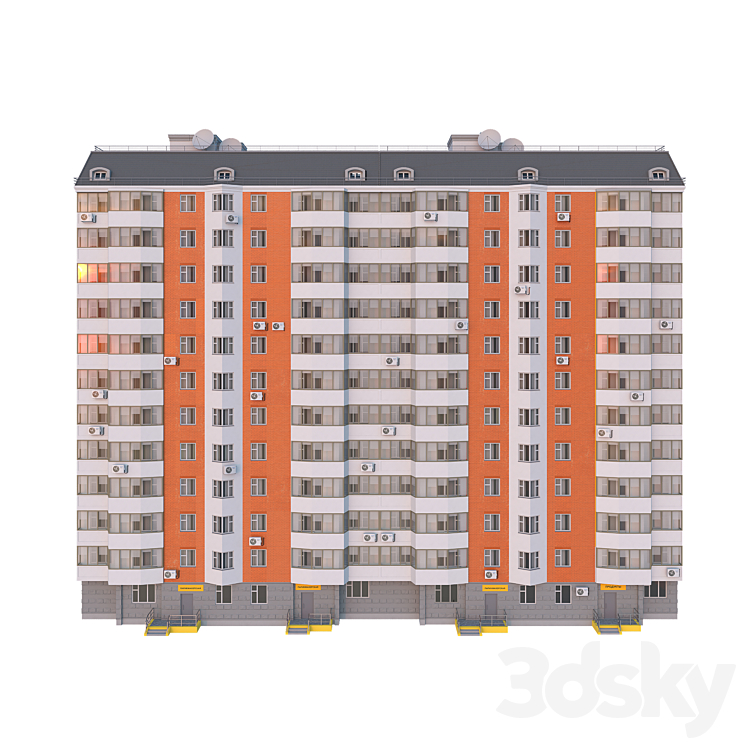 P44T 2 sections 12 floors 3D Model