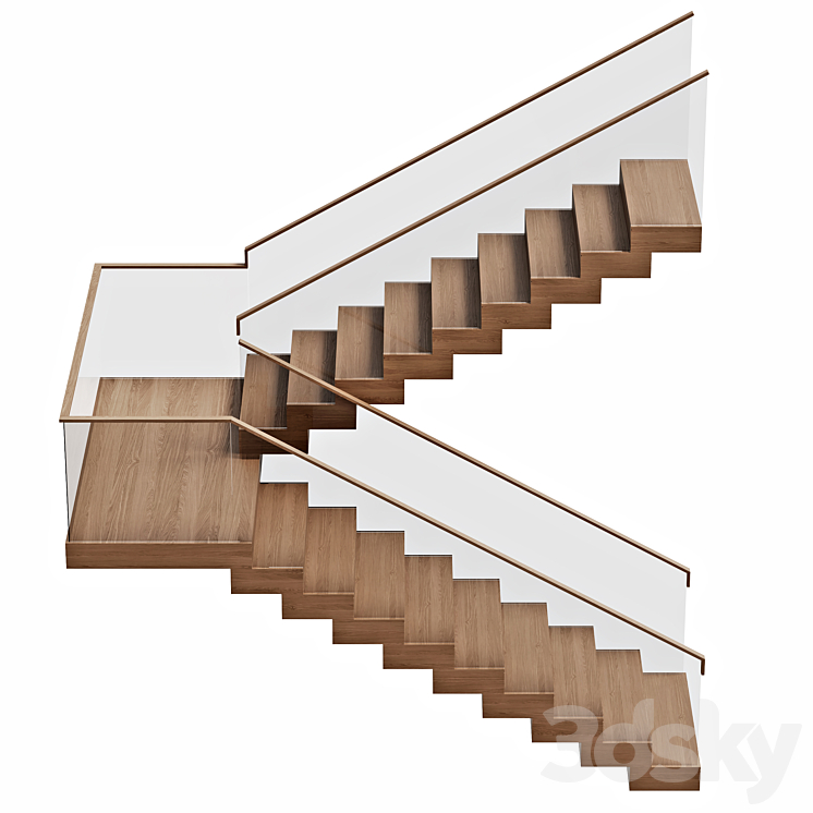 Stairs wooden 3DS Max - thumbnail 2